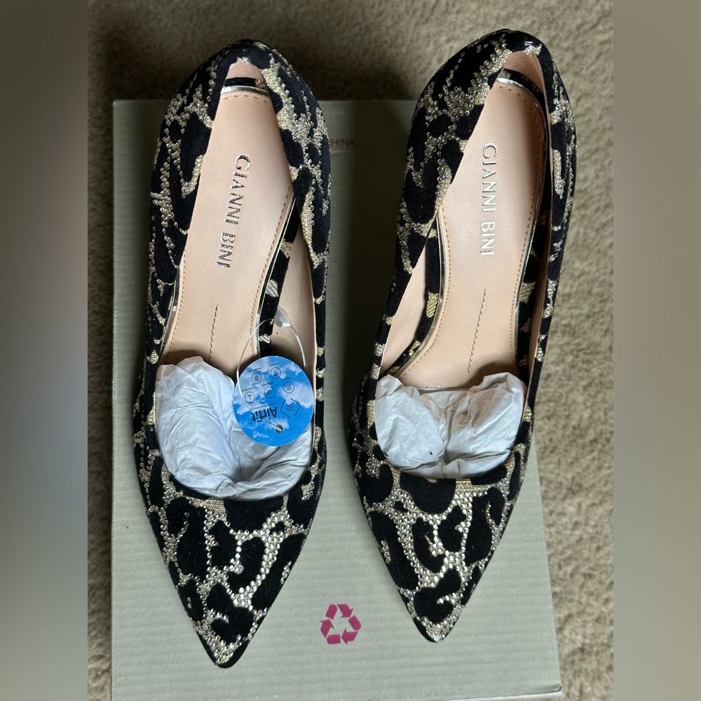 Gianni Bini Leopard Print Rhinestone Heels
